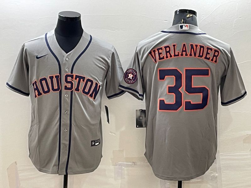 Men Houston Astros #35 Verlander Grey Game Nike 2022 MLB Jerseys